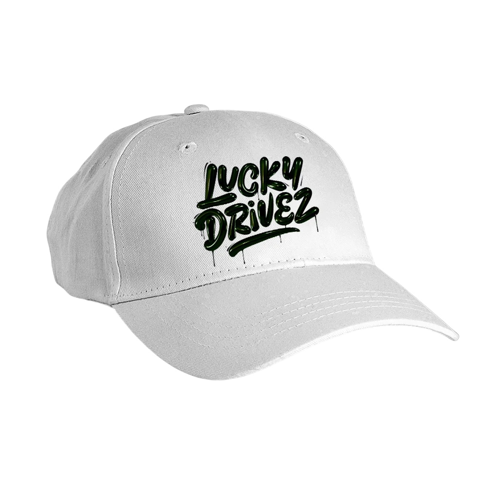 Lucky Drivez Fitted Cap White
